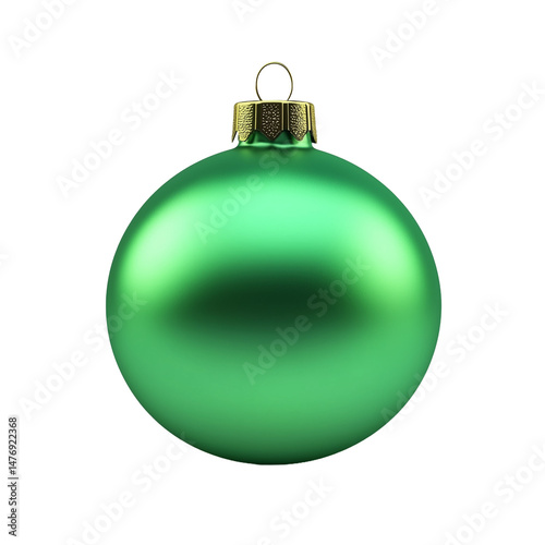 matt green Christmas tree ball on transparent background