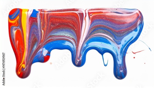 Acrylic Paint with Drip Mark on Isolated Background