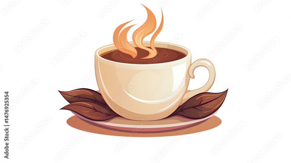 Obraz premium Professional Hot Coffee Cup with Aroma Icon Vector Illustration for Marketing Materials