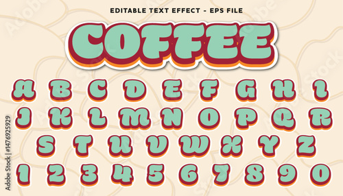 coffee text effect. Editable font style with modern style