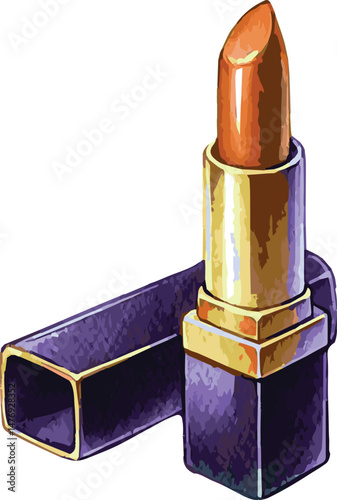 A watercolor vector illustration an orange lipstick