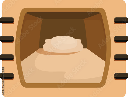 Dough rising inside a warm oven, showcasing part of the bread making process