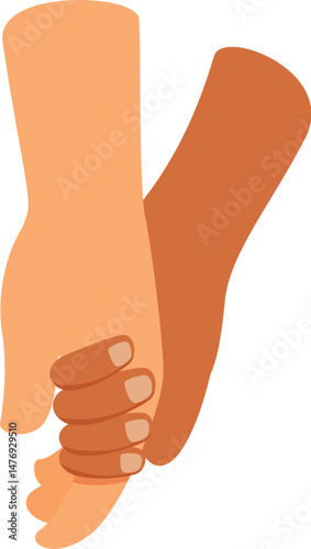 Two people holding hands, demonstrating interracial love, tolerance, and harmony