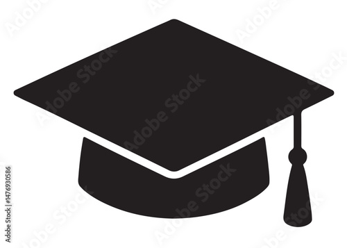 graduation cap logo silhouette vector, graduation hat logo icon silhouette, academic cap and diploma silhouette, black and white silhouette mortarboard cap symbols isolated on white background