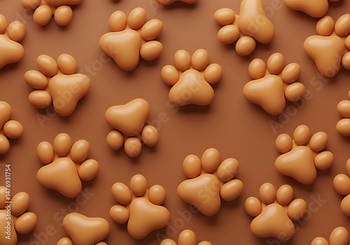 Brown Paw Prints Pattern Background