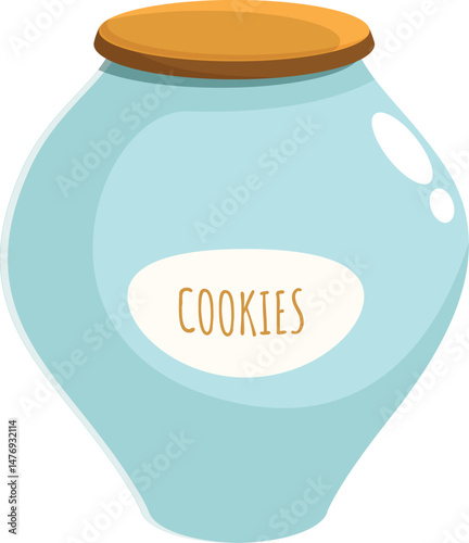Cartoon style cookie jar storing cookies, maintaining their delightful crispness and flavor