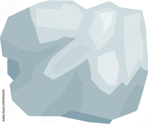 Grey stone with low poly design floating on white background, ideal for geology or mining concepts