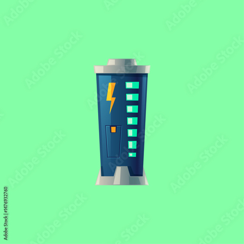 Power Charging Battery Station icon logo flat vector design
