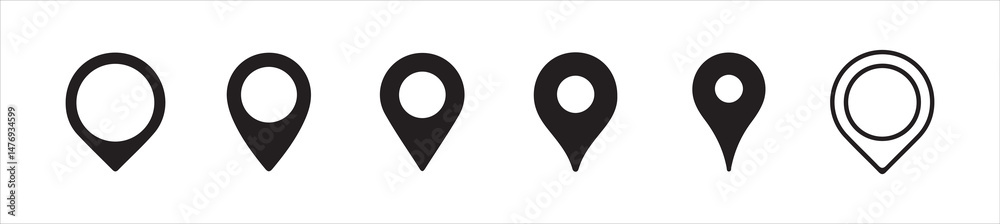 Map pin icon. location pin place marker. Location icon. Map marker pointer icon set. GPS location symbol collection. Victor illustration Eps 10.