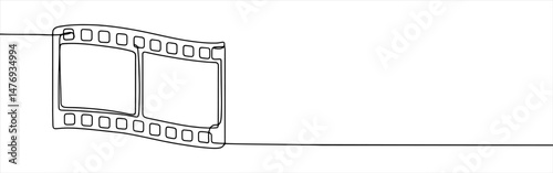 Film strip continuous one line drawing. Film tape strips for movie, cinema reel.