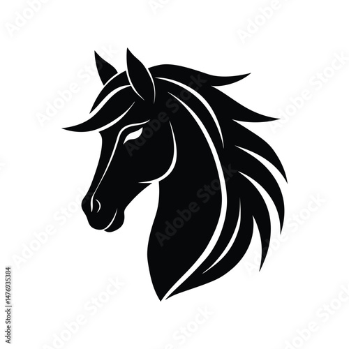 Silhouette art illustration of a noble stallion head.eps