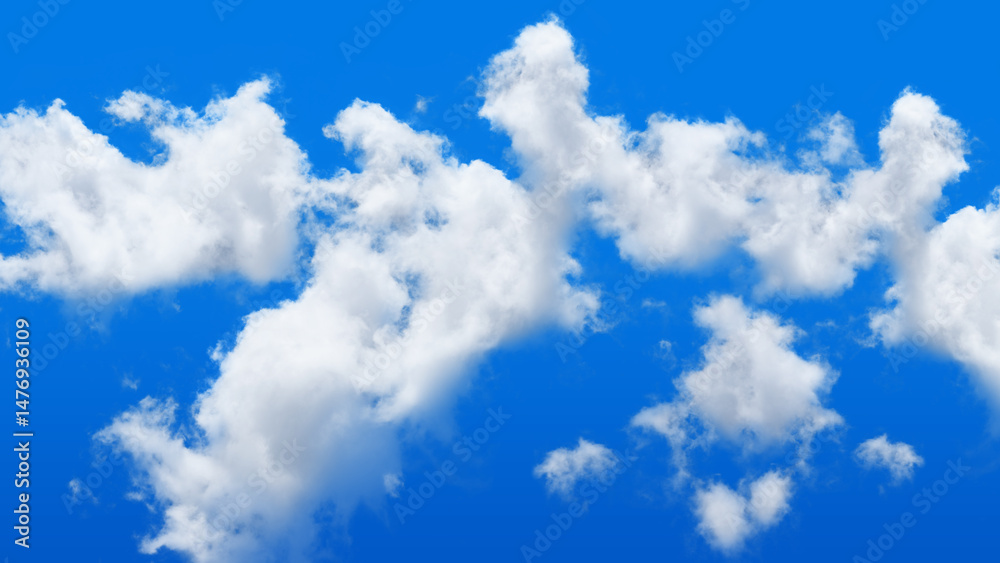 Fototapeta premium Fluffy Clouds in Clear Blue Sky