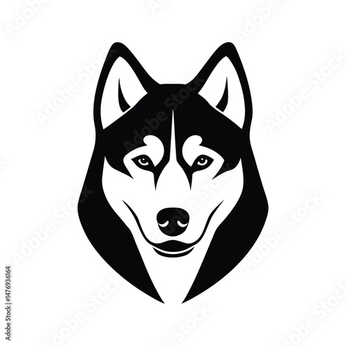 Silhouette art illustration of a Siberian Husky face.eps
