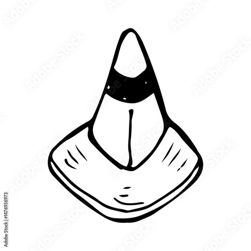 Traffic cone hand-drawn vector cartoon illustration with shading and texture.