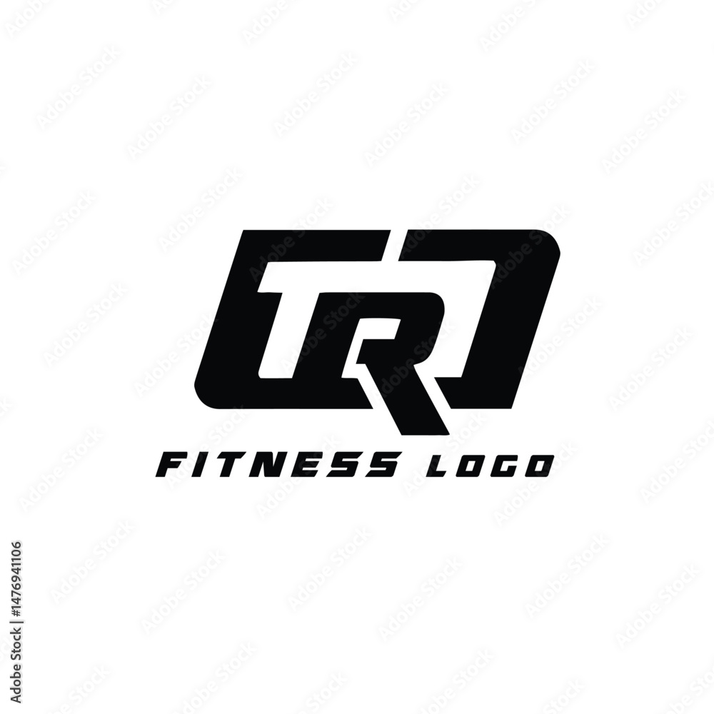 Fototapeta premium TR Initials Letter with fitness logo vector design