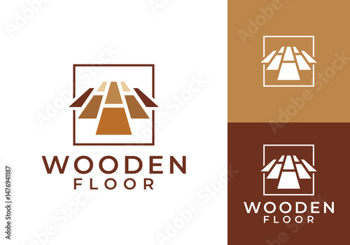abstract wooden floor logo. repair and service home construction concept icon design