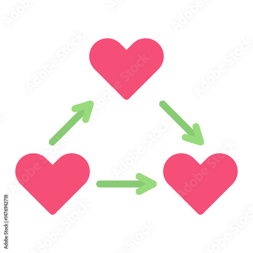 Love Triangle icon vector image. Can be used for Dating App.