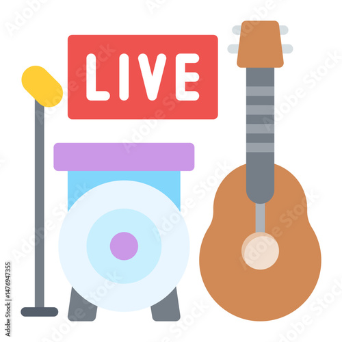 Live Music icon vector image. Can be used for Social Club.
