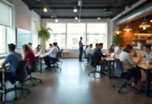 Generative AI Blurred vision of a contemporary workspace environment