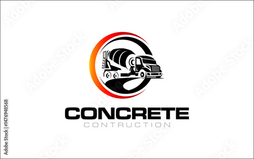 Illustration vector graphic of concrete mixer trucks logo design template