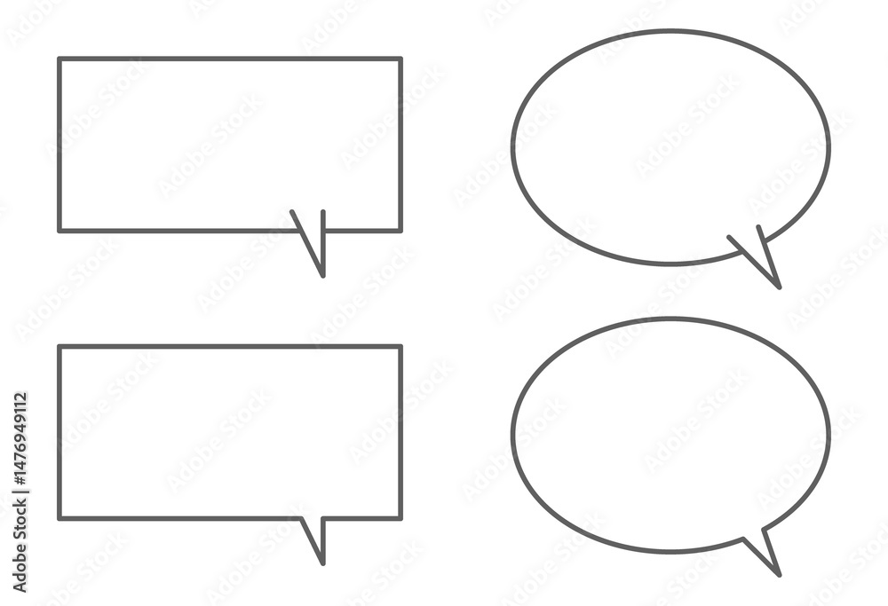 Fototapeta premium Simple Speech Bubble Set Illustration (Round and Square Types)