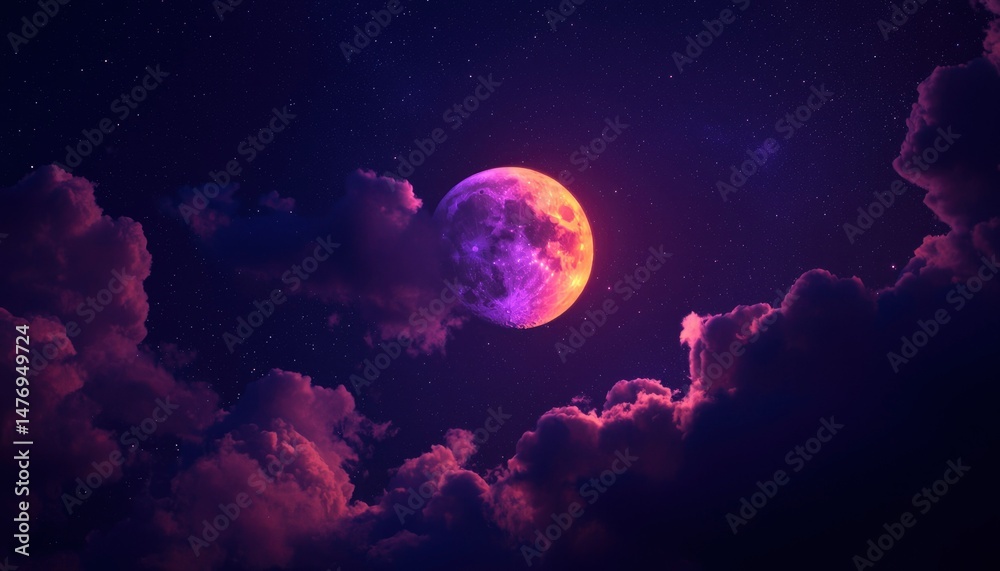 Obraz premium Vivid moonlit night sky