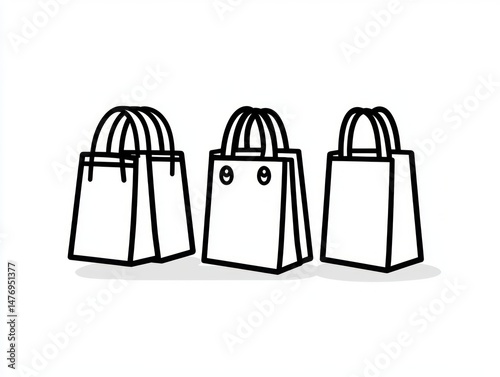shopping bag vector illustration, line icon shopping bag on white background 