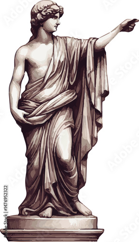 A watercolor vector illustration of an anique statue