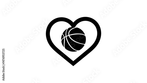I love basketball, black isolated silhouette