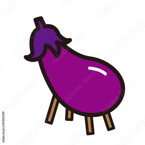 お盆の精霊馬のイラスト　なす