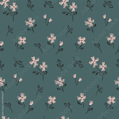 Εκτύπωση καμβά Seamless floral pattern, liberty ditsy print in vintage, old-fashioned motif