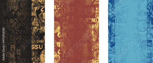 Glitch distorted geometric shape . Noise destroyed logo . Trendy defect error shapes . Glitched frame .Grunge textured . Distressed effect .Vector shapes with a halftone dots screen print texture.