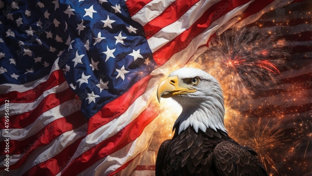 Naklejka premium American Flag Waves Proudly on July Fourth