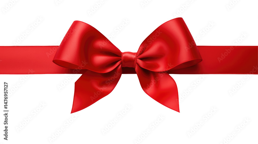 Fototapeta premium Red Ribbon Bow Isolated on Transparent Background