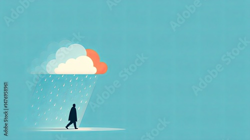 Moody Rainy Day Portrait of Man Standing in the Rain