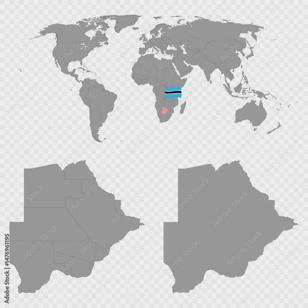 Fototapeta premium Botswana Map Set with World Location.
