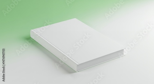 Blank White Hardcover Book Mockup on Light Green Background for Product Display and Advertisement