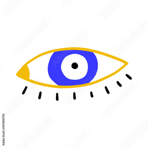 Eye evil turkish bead blue sign. Greek amulet nazar. Vector illustration
