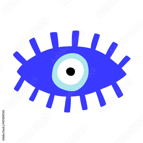 Eye evil turkish bead blue simple. Greek amulet nazar. Vector illustration