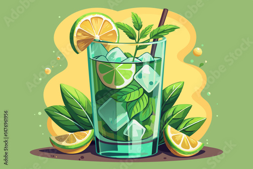 glass of water with lime and cold