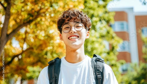 Happy student outdoors