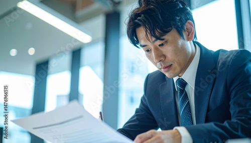 書類に署名するビジネスマン