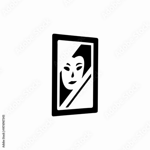 Mirror with Face Icon for Reflection and Self-Care Design