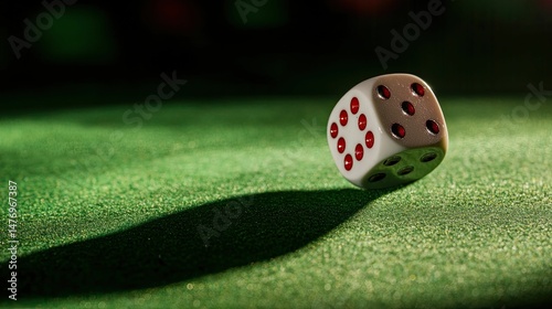 White die rolling green felt surface