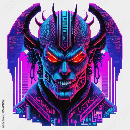 Cyberpunk-Devil-Art-Futuristic-Demon-with-Glowing-Red-Eyes-and-Horned-Head-Sci-Fi-Creature-Digital-Illustration-for-Fantasy-Lovers-and-Tech-Enthusiasts