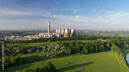 Drone video of the Ratcliffe-on-Soar Power Station decommissioned coal-fired power station.