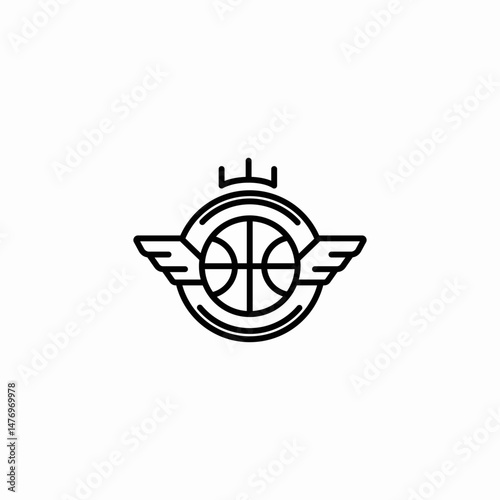 winged ball icon sign vector