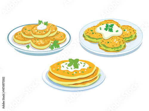 vector illustration of a greece food Kolokithokeftedes (Zucchini Fritters)