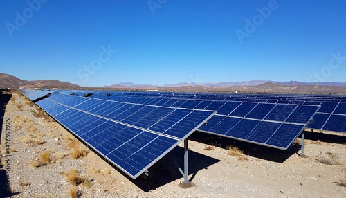 Solar Panels in Sunny Desert