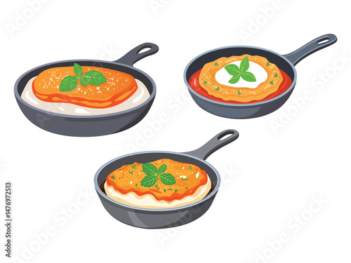 vector illustration of a greece food Saganaki (Pan-Fried Cheese)